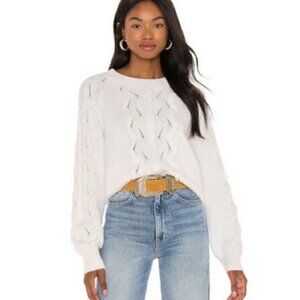 Rails Francis Eyelash Fringe Cable Knit Ivory Sweater